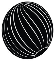 Vector illustration of a striped round ball resembling a watermelon