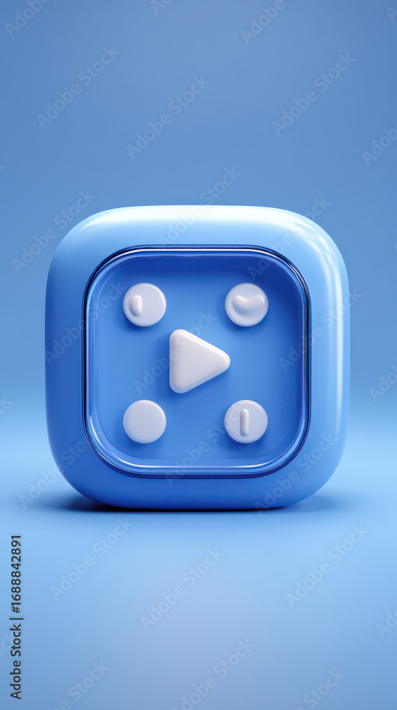 Fototapete digital media control interface: a modern 3d rendering of a vibrant blue interface designed for digi