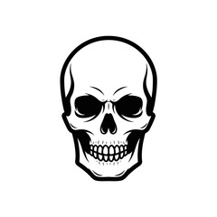 Obraz premium Stylized Grinning Skull Icon for Halloween 