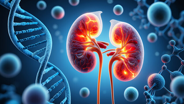 Glowing Red Kidneys D N A Helix Molecular Structures image - Powered by Adobe