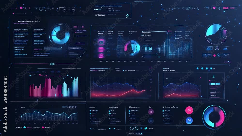 Aufkleber futuristic digital dashboard displaying data analytics