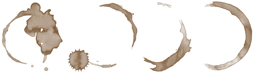 Coffee Stain Set Food and Drink Spill Beverage Marks Graphic Texture Isolated Background