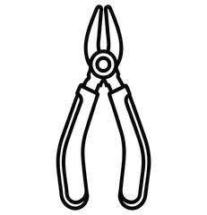 Vector illustration of fishing rod hook and black and white pliers