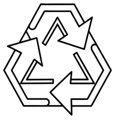 Recycle symbol icon on white background representing recycling and eco concept
