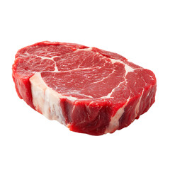 Obraz premium A cut of raw beef with marbling visible resting against a transparent background The meat is a deep red color