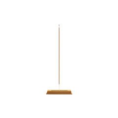 Single Incense Stick on Wooden Holder Against Black Background