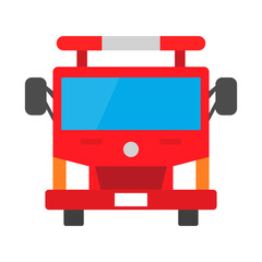 Flat design front view fire truck icon. Vector.