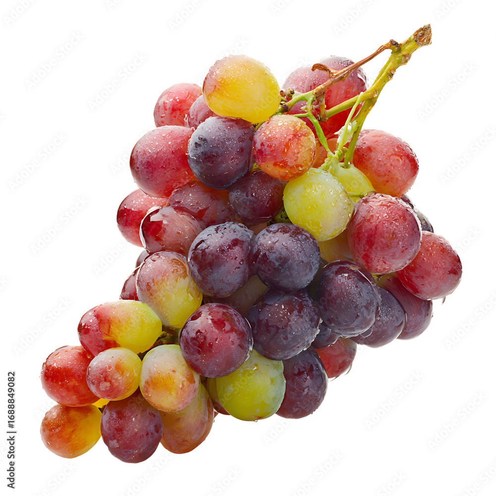 Aufkleber close - up of a cluster of fresh multi - colored grapes displaying a range of vibrant red purple and