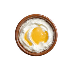 Creamy Yogurt with Honey Drizzle in Rustic Bowl - Top View