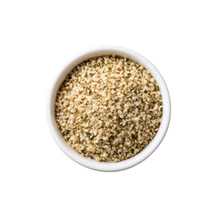 Organic Hemp Seeds in a White Bowl - Top View