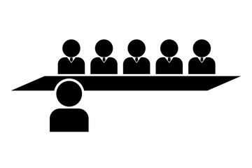 Interviewers and candidate interview silhouette icon. Vector.