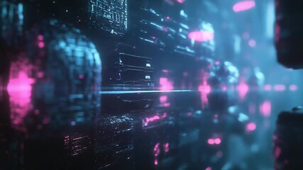 Futuristic server room processing data with sphere and light beams - Powered by Adobe