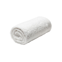 Rolled White Bath Towel on Black Background