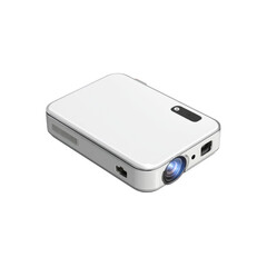 Compact White Mini Projector for Home Entertainment and Business Presentations