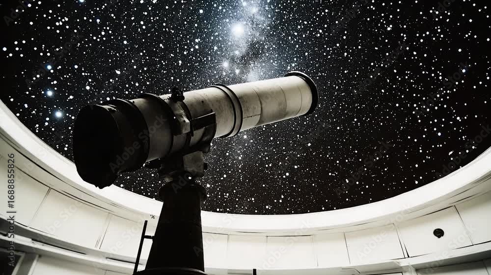 Poster a person using a telescope to observe the stars at night, ideal for astronomy or space-related theme