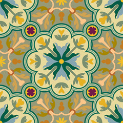 Vintage Floral patterns seamless background border embroidery ethnic batik retro. Flower motifs paisley batik. Blue silhouette watercolour flowers ikat design hand drawn. Vector illustration.