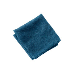 Folded Teal Microfiber Cleaning Cloth on White Background