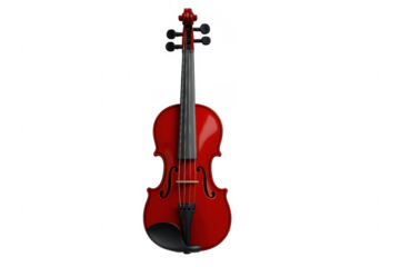 Red violin isolated on transparent background representing classical music