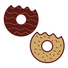 A minimalist seamless pattern of brown donuts or cookies with a black wavy drizzle. This simple, graphic food background is perfect for wallpaper or fabric.