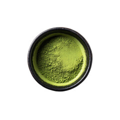 Top View of Matcha Green Tea Powder in a Small Bowl