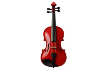 Red violin isolated on transparent background representing classical music