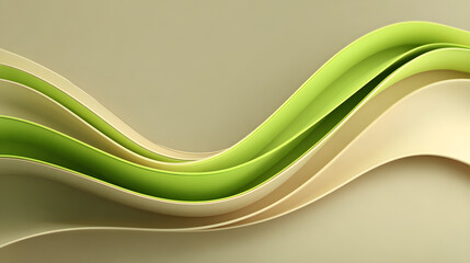 Minimal sand beige background with neon green geometric wave line running across, elegant and modern