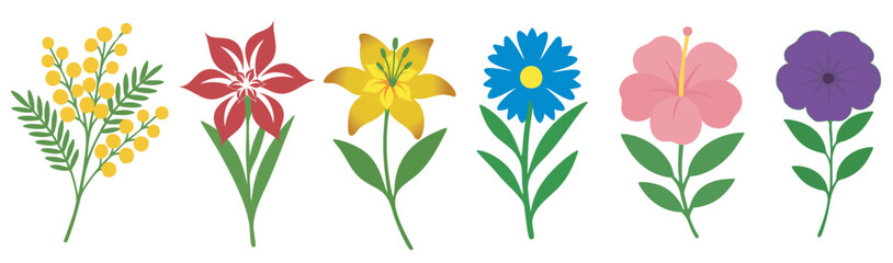 Various Flowers Kinds Set Vector