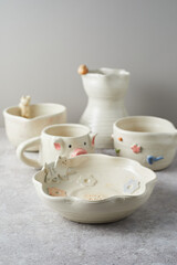 Set of Ceramic, stylish tableware, table decor