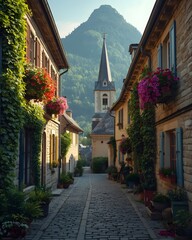 Charming Village Street Scene