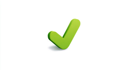 A close-up shot of a rendered vivid green check mark isolated, a symbol of approval and accomplishment.