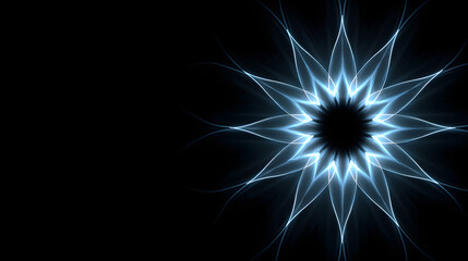 Pure black background with glowing blue minimalist star outline, elegant neon glow