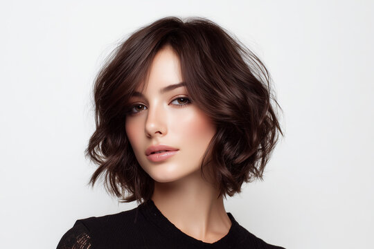 Contemporary girl&rsquo;s haircut, layered lob with soft waves, minimal and chic style, perfectly balanced and well-settled