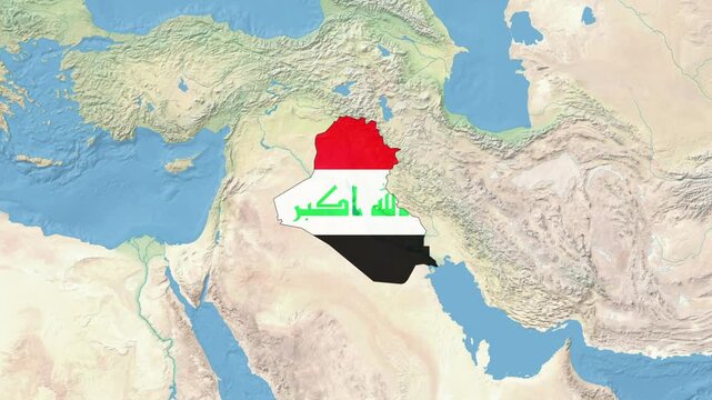 Iraq  Map Flag with border	