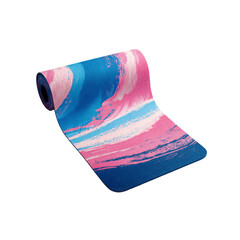 Rolled Abstract Paint Splash Yoga Mat - Pink, Blue, and White Design