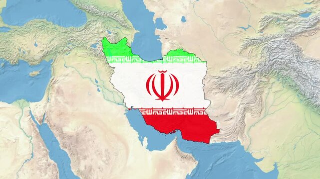 Iran Map Flag with border	