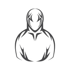 Abstract Faceless Figure Silhouette in Gray Art on White Background