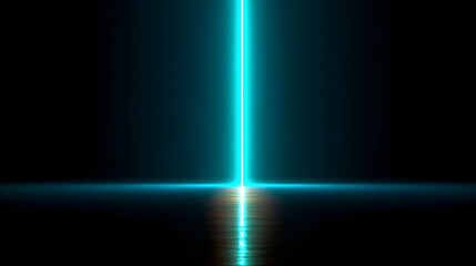 Solid dark background with a single vertical fluorescent cyan line splitting the frame, HD lighting detail