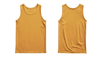 Mustard tank top mockup front and back view for design purpose on transparent background