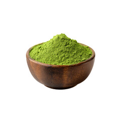 Organic Matcha Green Tea Powder in Wooden Bowl