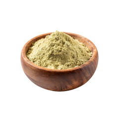 Organic Green Powder in Wooden Bowl, Healthy Superfood Ingredient