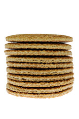 traditional Dutch stroopwafels (syrup waffles) isolated on white background