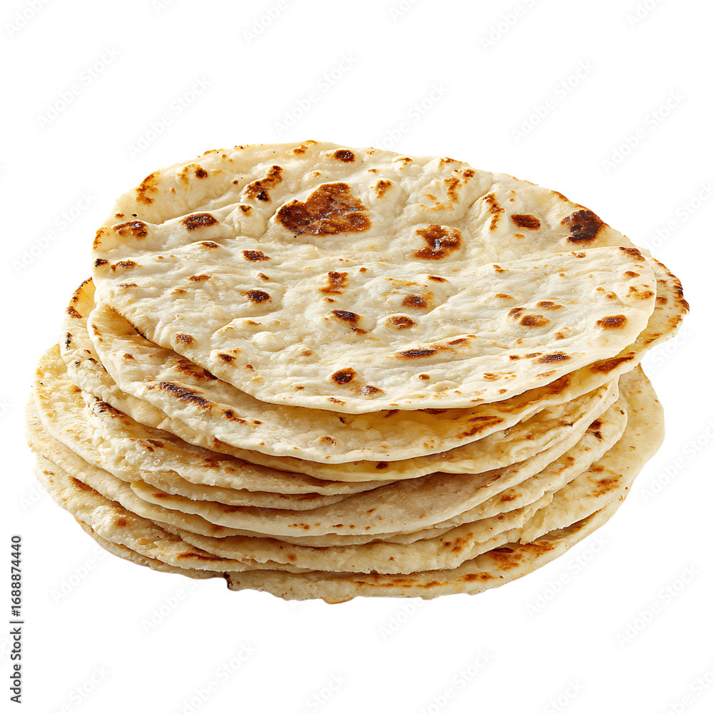 Poster a stack of several freshly made flatbreads presenting a simple and inviting culinary treat on a tran