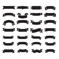 A vector set of vintage ribbon banners with curled old paper scrolls, perfect for retro decoration and antique gold label designs