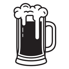 Vector cartoon illustration of a cold beer mug with foam on a white background