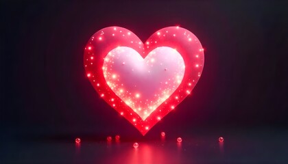 Glowing neon layered heart design in red and pink, symbolizing love and romance. Happy Valentine's day.