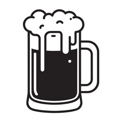Vector illustration of a frothy pint of cold beer in a glass mug, perfect for a pub or party design