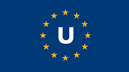 European union symbol eu flag with stars and letter u vector illustration