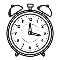 A retro black metal alarm clock with a classic bell rings to mark the time and remind you of the morning