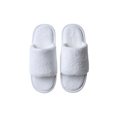 Pair of White Fluffy Spa Slippers, Top View