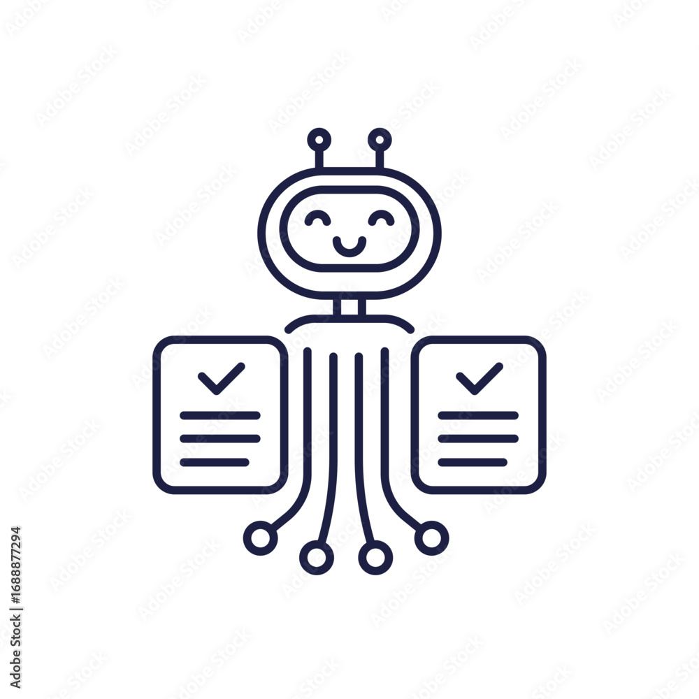 Poster ai agent line icon with a robot